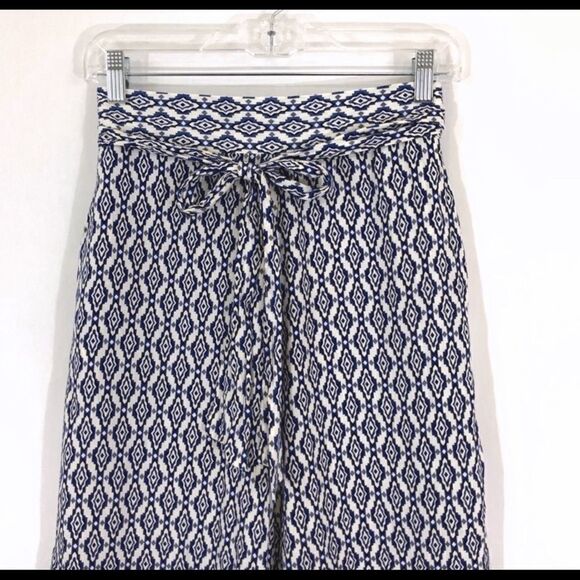 Magic Tie Front Pull On High Waist Striped Comfort Pants Size L - Picture 3 of 6